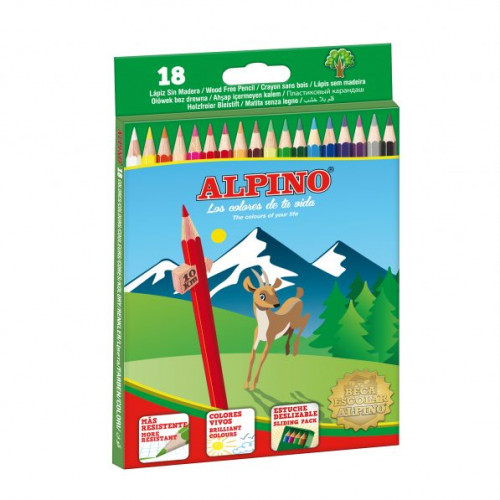 ALPINO - Estuche lapices Colores surtidos 18 ud 3,3 mm Sacapuntas/Afilalapices incluido (Ref.AL010656)