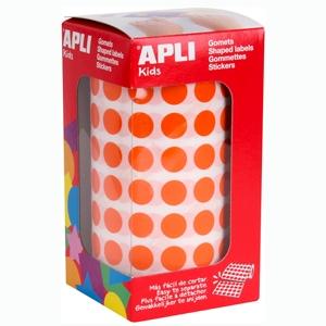 APLI - Gomets autoadhesivo circulares 10,5 mm naranja rollo con 5192 unidades (Ref. 11477)