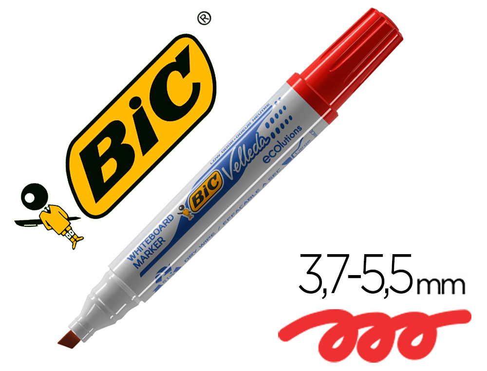 BIC - Marcador pizarra blanca Velleda 1751 Punta biselada Rojo (Ref.904948)