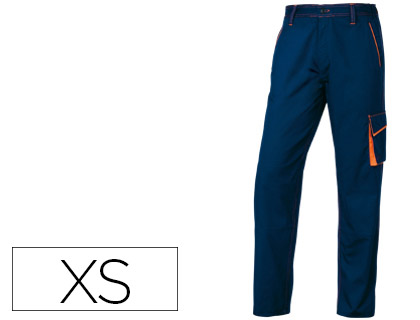 DELTAPLUS - PANTALON DE TRABAJO CINTURA AJUSTABLE 5 BOLSILLOS COLOR AZUL NARANJA TALLA XS (Ref.M6PANBM-TPT)