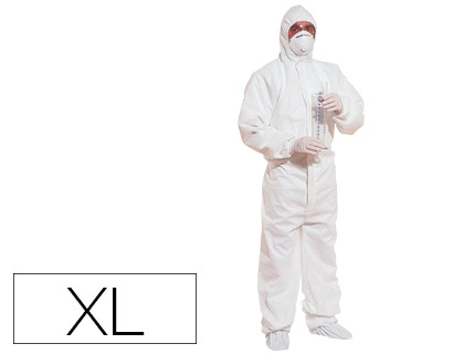 DELTAPLUS - TRAJE DE SEGURIDAD POLIPROPILENO CON CAPUCHA DE UN SOLO USO COLOR BLANCO TALLA XL (Ref.DT221-XG)