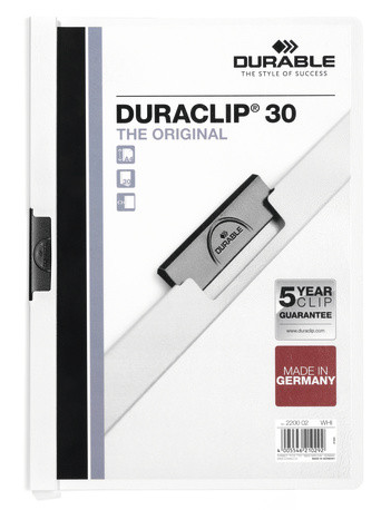 DURABLE - Dossiers clip Duraclip Capacidad 30 hojas A4 Blanco PVC (Ref.2200-02)