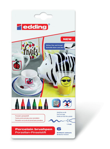 EDDING - Estuche 6 ROTULADORES PARA CERÁMICA. COLORES BÁSICOS 4-4200-6 (Ref.4200-6-S-000)