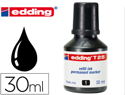EDDING - Frasco de Tinta T-25 30 ml negro T25-02 (Ref.T25-01)