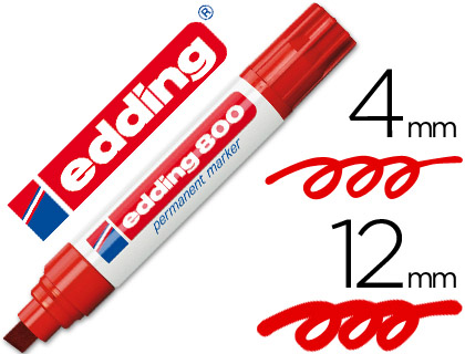 EDDING - Marcador permanente 800 Trazo 4-12mm Punta biselada Rojo (Ref.800-02)