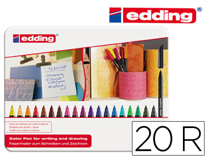 EDDING - Rotulador Punta de Fibra Mod. 1200 Colores surtidos Trazo 0.5-1mm Estuche 20 ud 1200/20S (Ref.1200-20-S)