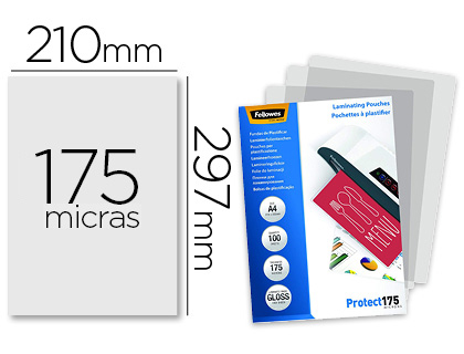 FELLOWES - Pack 100 Bolsas Plastificar 216x303 17 M A4 (Ref.5308703)