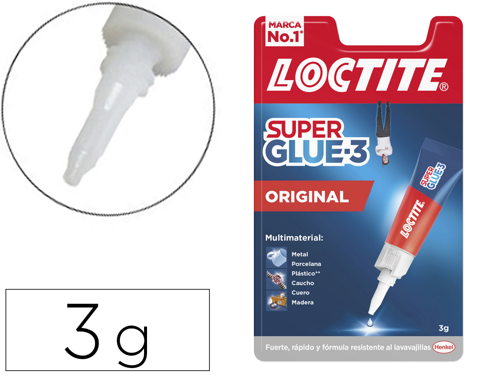 LOCTITE - Adhesivo Super Glue-3 Original Instantaneo 3gr Resistente al agua SUPER3GR (Ref.1579622)