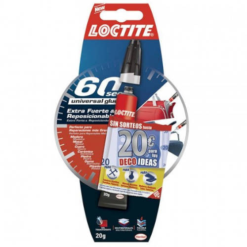 LOCTITE - Pegamento UNIVERSAL 60 SEGUNDOS 20GR.TRANSPARENTE E INODORO.FLEXIBLE.MULTIMATERIALES (Ref.2012555)
