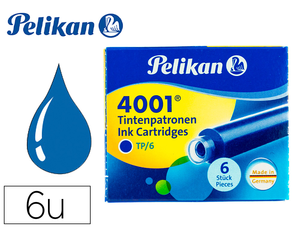 PELIKAN - Caja Cartuchos de Tinta TP/6 Azul 187161 (Ref.301176)