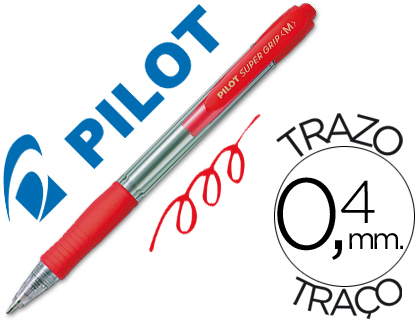 PILOT - Boligrafo retractil SUPER GRIP rojo trazo 0,4mm NSGR (Ref.BPGP-10R-M-R / NSGR)