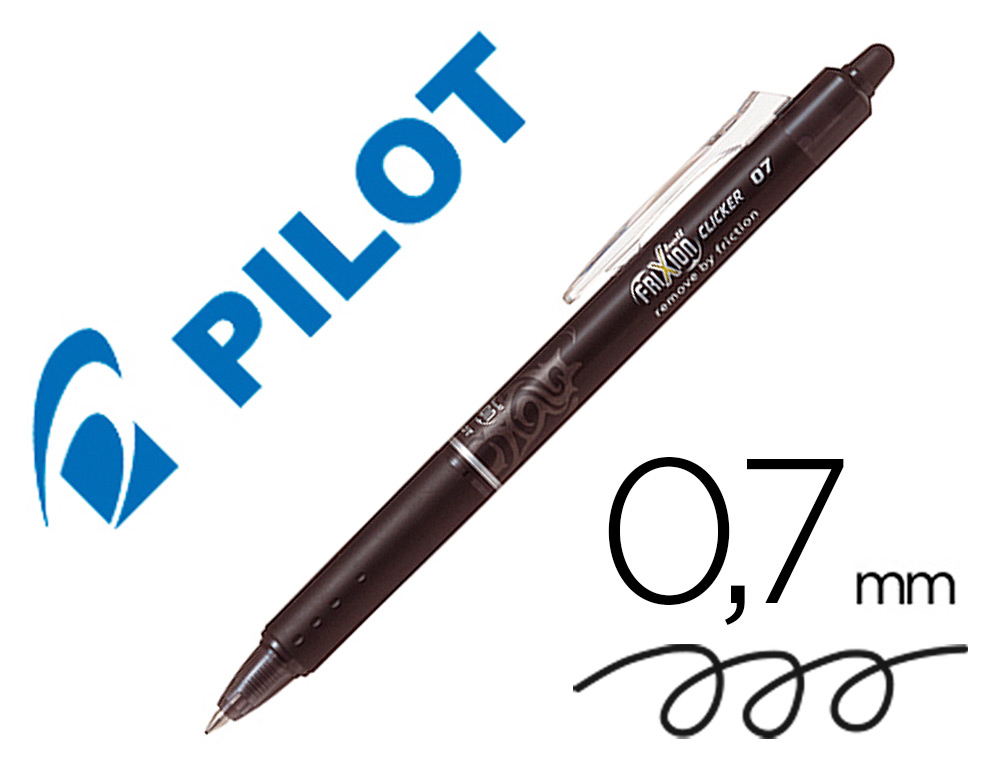 PILOT - Bolígrafo tinta borrable Frixion Clicker negro trazo 0,4 mm (Ref.BLRT-FR7-B / NFCN)