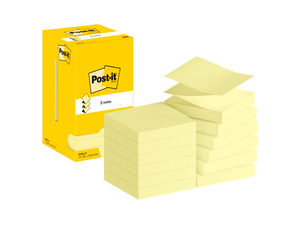 POST-IT - Notas adhesivas Z-Notes 100h Amarillo 76x76mm (Ref.FT510000092)