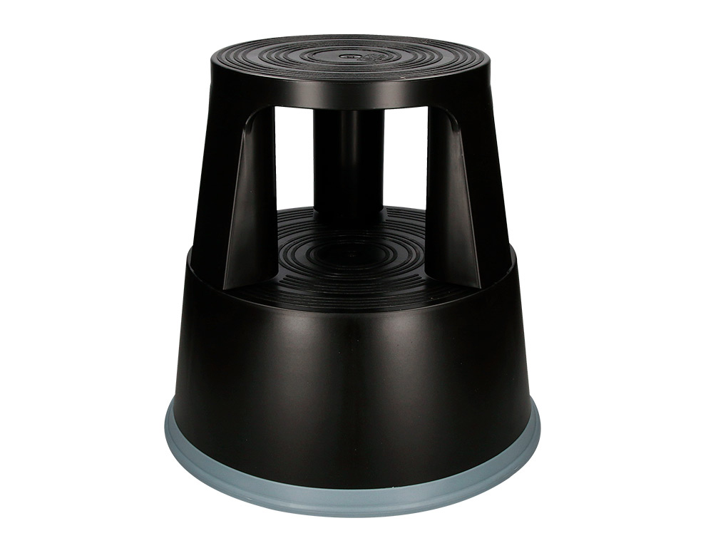 Q-CONNECT - TABURETE RUEDAS RETRACTILES TRES RUEDAS -DOS NIVELES NEGRO (Ref.KF00633)