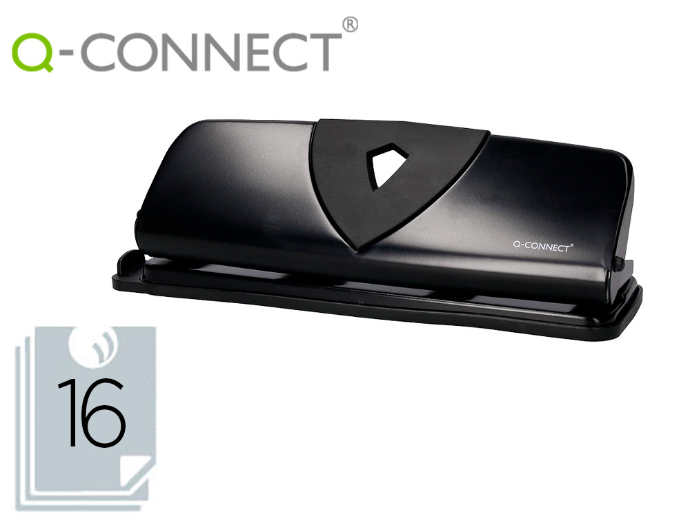 Q-CONNECT - TALADRADOR NEGRO -4 TALADROS -ABERTURA 1,6 MM -CAPACIDAD 16 HOJAS (Ref.KF01238)