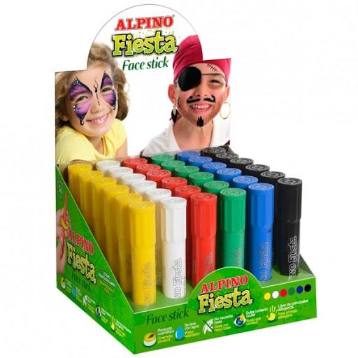 ALPINO - Barra maquillaje fiesta face stick expositor de 36 unidades colores surtidos (Ref. DL000075)