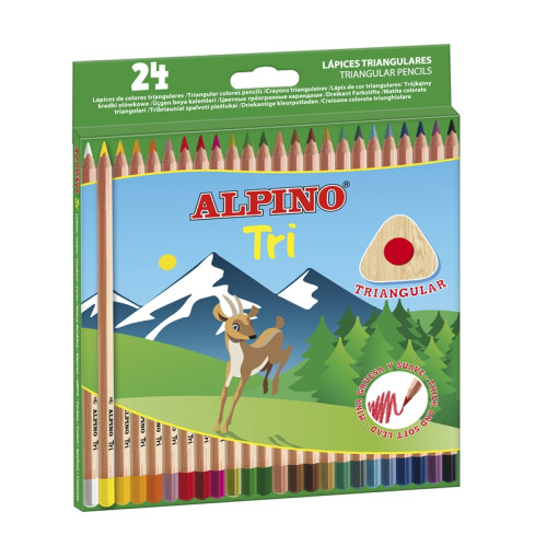ALPINO - LAPICES DE COLORES TRI ESTUCHE DE 24 COLORES SURTIDOS (Ref.AL000129)