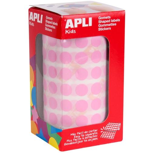 APLI - Gomets autoadhesivo circulares 10,5 mm rosa rollo con 5192 unidades (Ref. 11479)