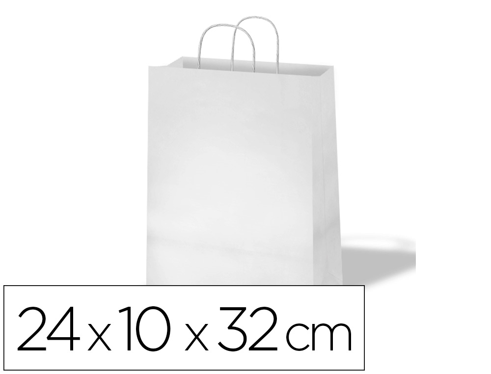 Bolsa de papel basika celulosa blanco asa retorcida tamaño \"s\" 240x100x320 mm (Ref. 02104007)