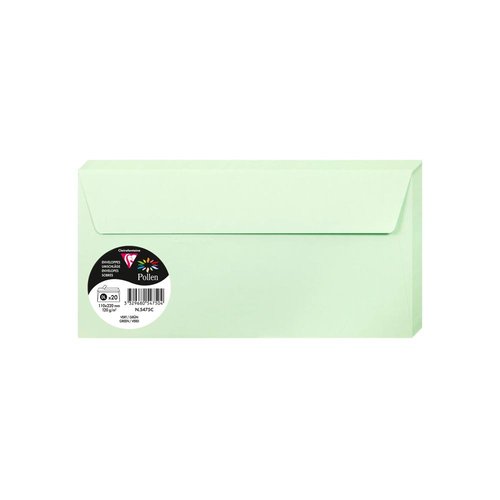 CLAIREFONTAINE - Sobres Paquete 20 ud 110X220 Verde 120 G (Ref.075169)