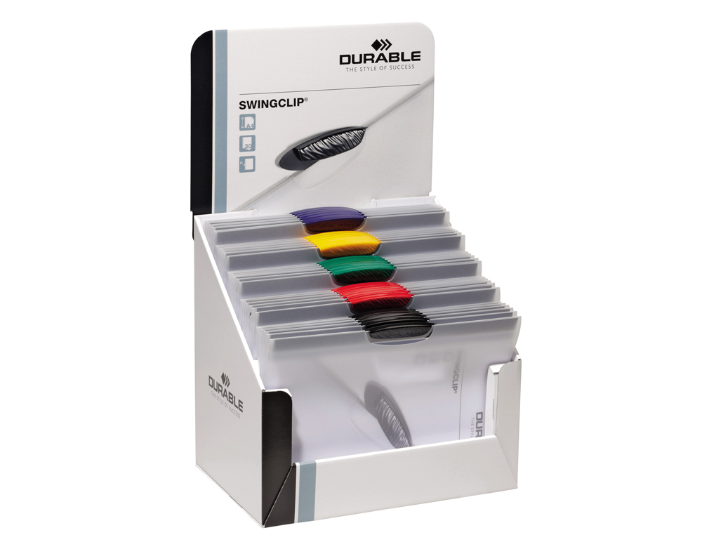DURABLE - CARPETA DOSSIER SWINGCLIP A4 - 30hojas - EXPOSITOR DE 30 Unid COLORES SURTIDOS (Ref.2261)