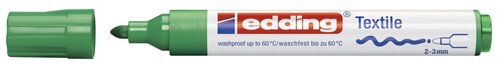 EDDING - Marcador textil 4500 Verde punta de 2-3 mm. Tinta pigmentada a base de agua (Ref.4500-04)