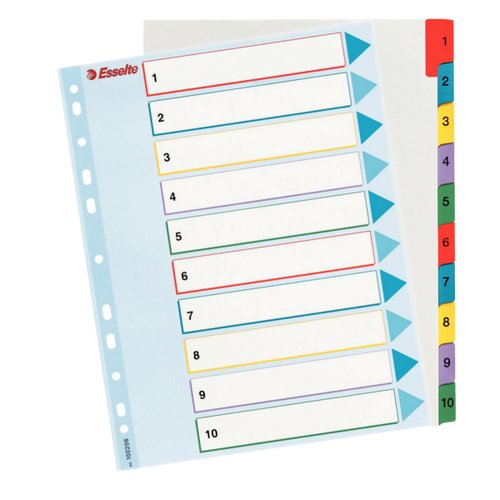ESSELTE - Separadores numericos 10 posiciones A4 Cartulina (Ref.100208)