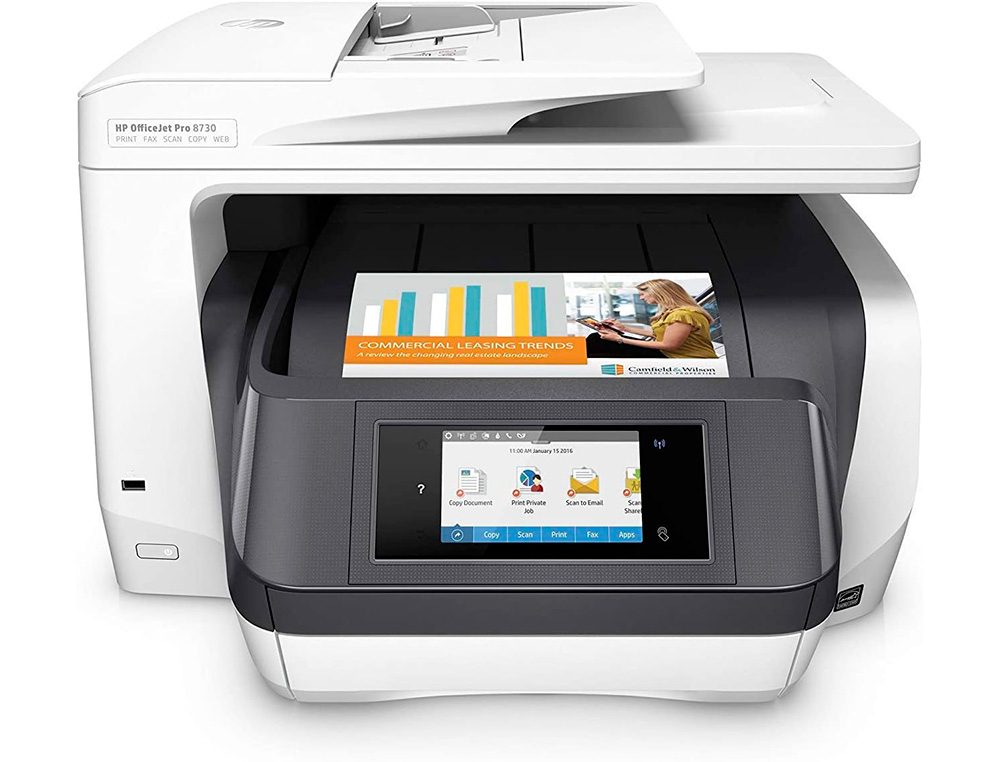 HP ( HEWLETT PACKARD ) - EQUIPO MULTIFUNCION OFFICEJET PRO 8730 TINTA COLOR 24 PPM / 20 PPM ESCANER FAX COPIADORA IMPRESORA WIFI (CANON L.P.I. 5,25€ Incluido) (Ref.D9L20A)