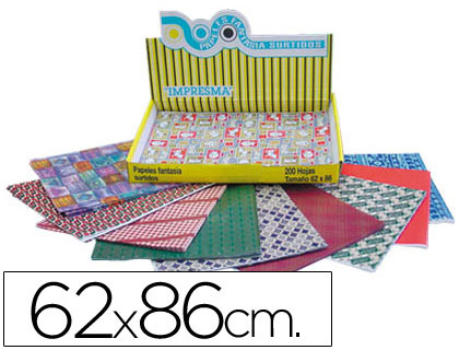 IMPRESMA - PAPEL FANTASIA -TAMAÑO 62X86 CM -CAJA DE 200 HOJAS 