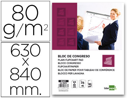 LIDERPAPEL - BLOC CONGRESO LISO 63X84CM 25+5 HOJAS 80G/M2 (Ref.BS01)