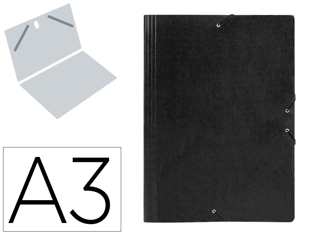 LIDERPAPEL - CARPETA PLANOS A3 Cartón GOFRADO N 12 NEGRO (Ref.CG30)