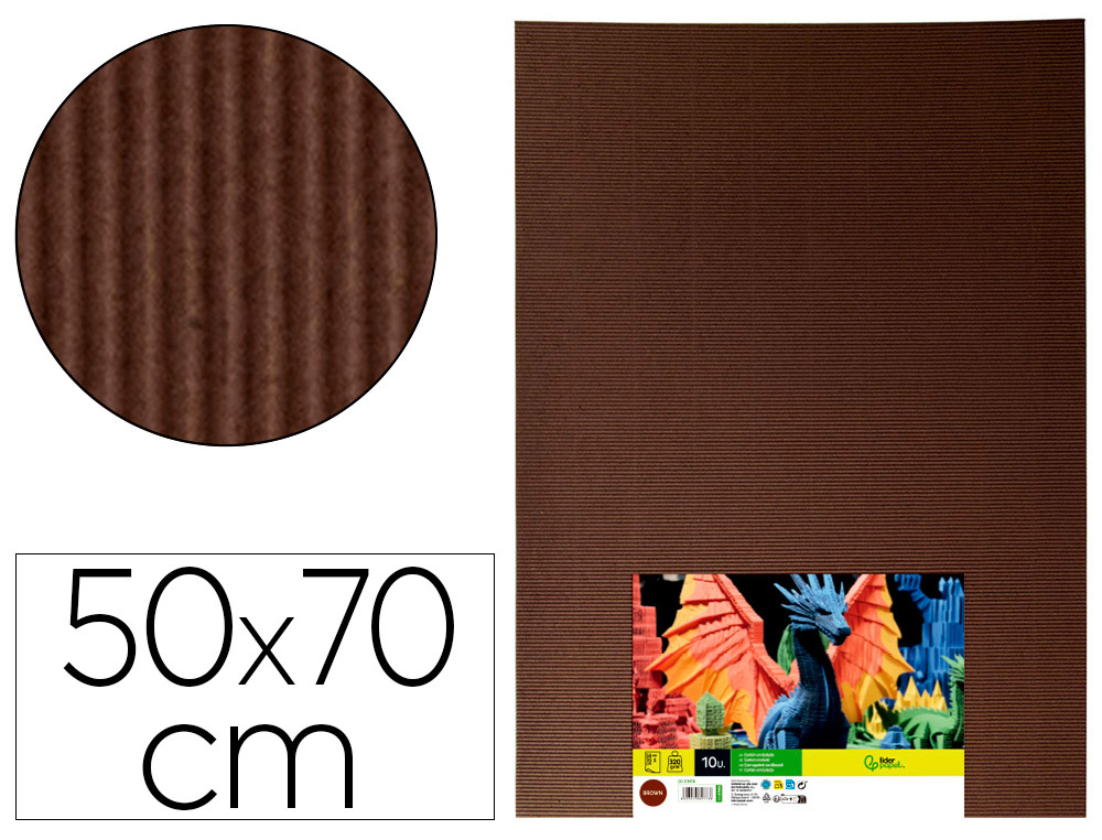 LIDERPAPEL - Cartón ONDULADO 50 X 70CM 320G/M2 MARRON (Ref.CN15)