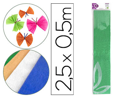 LIDERPAPEL - PAPEL CRESPON 50 CM X 2.5M METALIZADO VERD E (Ref.CP24)