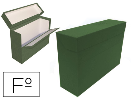 MARIOLA - Caja TRANSFERENCIA CARTÓN FORRADO EN GELTEX FOLIO DOBLE LOMO 390X255X110 MM VERDE (Ref.16895)