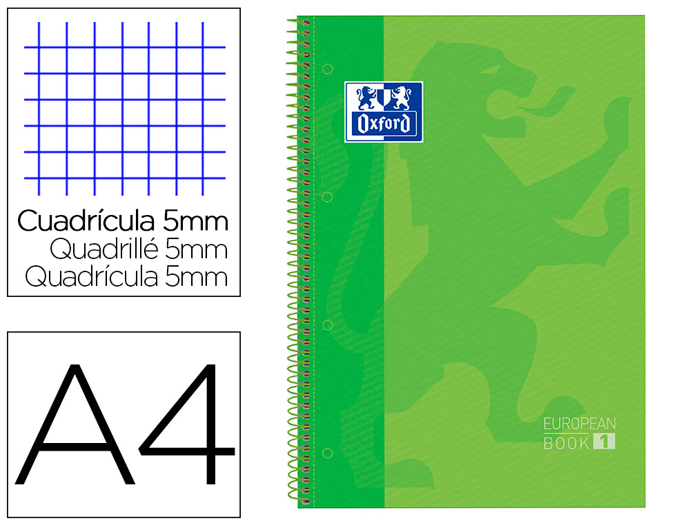 OXFORD - Cuaderno School 80h A4 Cuadricula 5x5 Verd 20567 (Ref.100430199)