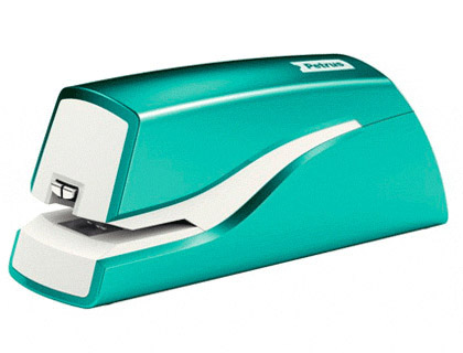 PETRUS - Grapadora electrica WOW Grapa 10 hojas Grapas 100 x nº10 Color TURQUESA (Ref.624824)