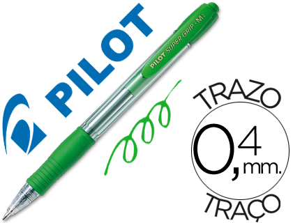PILOT - Boligrafo retractil SUPER GRIP verde Tinta aceite NSGV (Ref.BPGP-10R-M-G / NSGV)