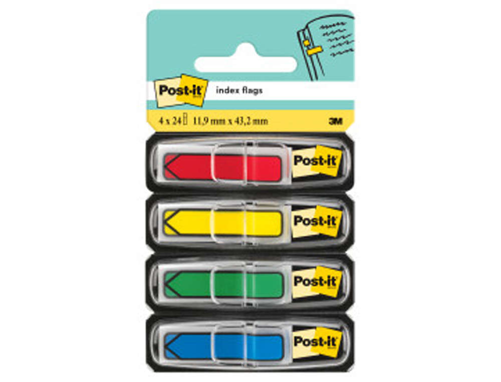 POST-IT - Indices adhesivos Index flechas Dispensador 20 ud 12X43,1 Colores surtidos (Ref.70071353604)