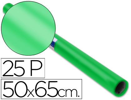 SADIPAL - Papel Charol 25 Hojas Rollo 50x65 Verde (Ref.12907)