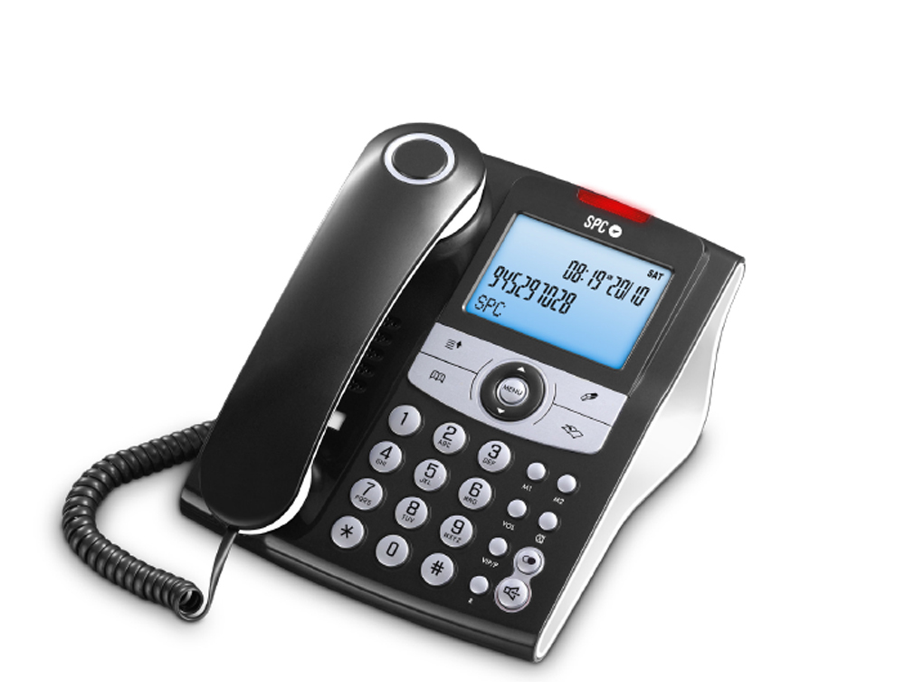SPC TELECOM - TELEFONO SPC 3804 PANTALLA LCD MANOS LIBRES 4 TECLAS DE MEMORIA DIRECTA FUNCION RELLAMADA COLOR NEGRO (Ref.SPC3804NN)