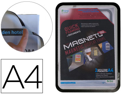 TARIFOLD - Pack DE 2 MARCOS IMANTADOS CON DORSO MAGNÉTICO FORMATO A4 COLOR NEGRO (Ref.195037)