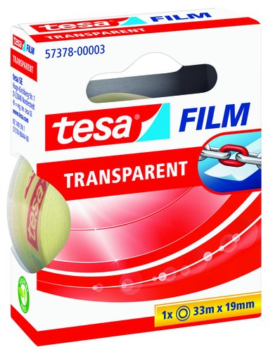 TESA - Cinta adhesiva Transparent 19x33mm transparente Resistente Sin disolventes (Ref.57378-00003-00)