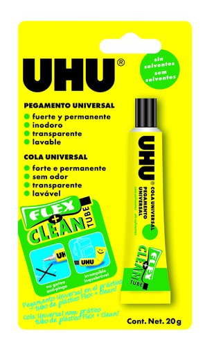 UHU - Pegamento UNIVERSAL FLEX CLEAN SIN DISOLVENTES 20 GR.SIN GOTEO.ERGONÓMICO Y RESISTENTE (Ref.39482)