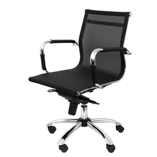 PIQUERAS Y CRESPO - Sillón DIRECCIÓN MILÁN RESPALDOMEDIO MALLA NEGRO. (Ref.204CBNE)