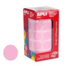 APLI - Gomets autoadhesivo circulares 20 mm rosa rollo con 1770 unidades (Ref. 11489)