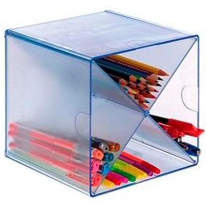 ARCHIVO 2000 - Cubo organizador Cubo división en aspa Azul transparente 155x155x155 mm (Ref.6703AZTP)
