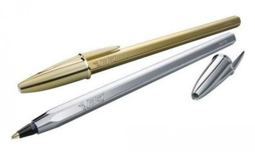 BIC - Boligrafo Cristal Celebrate Plata trazo medio Tinta Negra (Ref.921339)