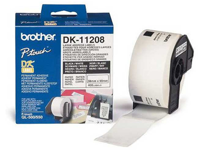 BROTHER - Etiqueta DK Label 400 ud 38x90mm Negro/blanco (Ref.DK11208)