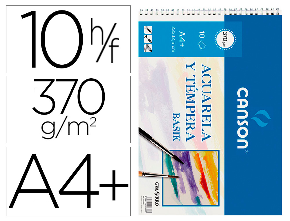 CANSON - Papel dibujo 10 Hojas A4 370 Gr (Ref.200400698)