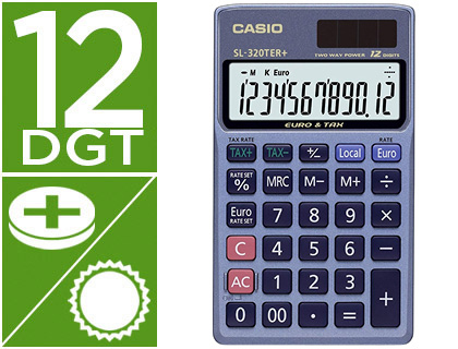 CASIO - Calculadora de bolsillo SL-320 TER 12 digitos SR-320TER (Ref.SL-320TER)